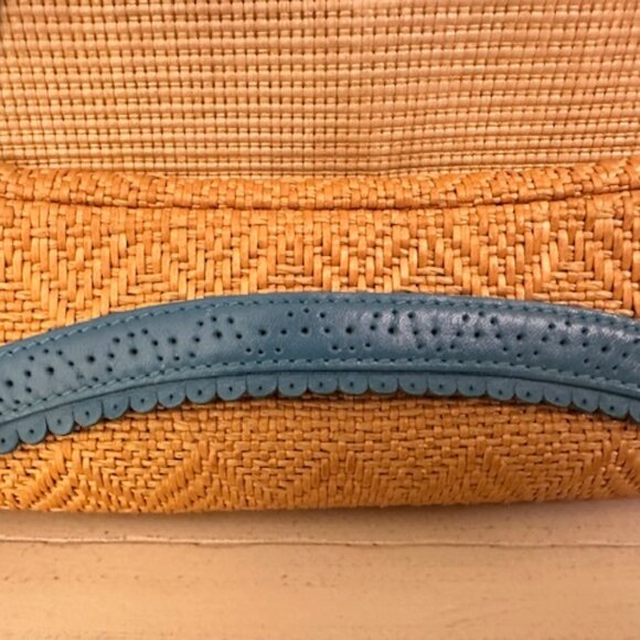 Cole Haan "Megan Straw" Shoulder/Satchel Bag with Leather Trim-VGUC - Picture 2 of 15